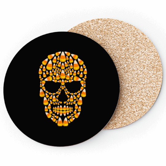Candy Corn Skull Skeleton Halloween Costume Coasters