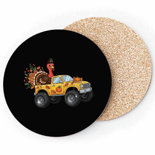 Autumn Thanksgiving Truck with Turkey Coasters