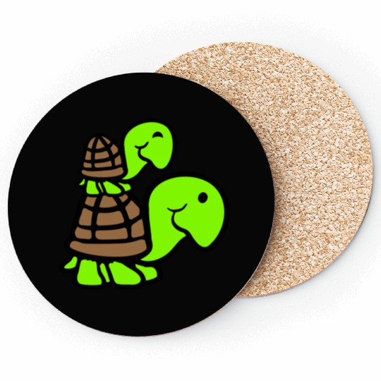 2 turtles piggyback mummy daddy child riding cute Coasters