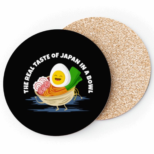 Cute Ramen Bowl with Smiling Egg Coasters