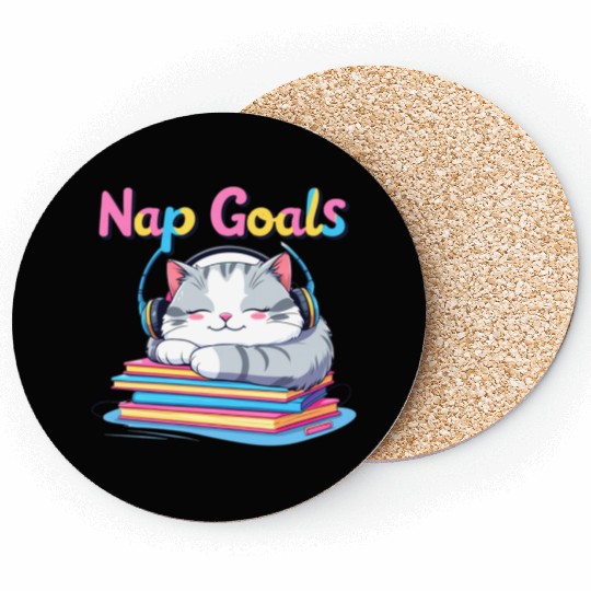 Cute Cat Nap Goals Design Coasters