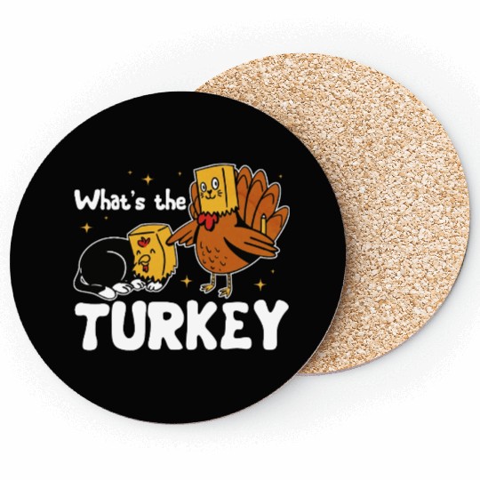 Turkey Thanksgiving Coasters Cat Lover Gift Cute Coasters