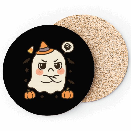 Cute Ghost with Halloween Pumpkins Coasters