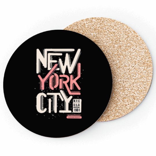 Urban New York City Typography Design Coasters