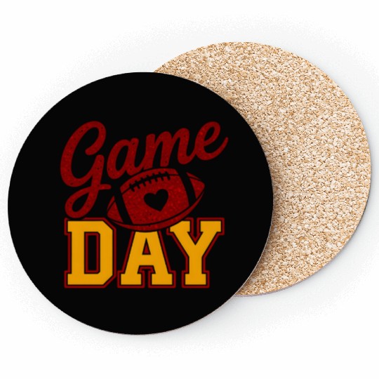 Game Day Football Coasters Glitter Heart Cute Varsity