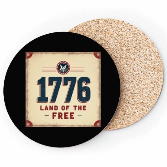 1776 Land of the Free Patriotic Emblem Coasters