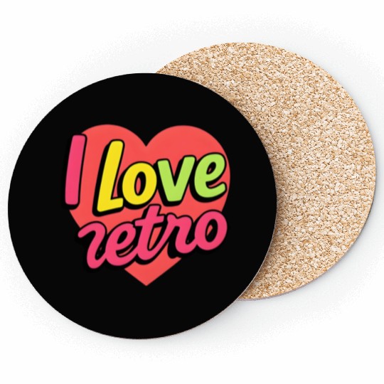 Retro Love Heart Graphic Design Coasters
