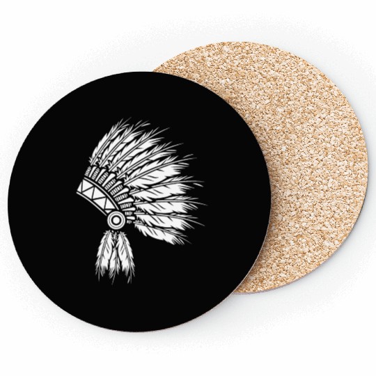 NATIVE AMERICAN HEAD PIECE Coasters