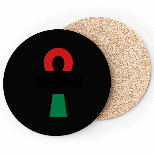 Red, Black & Green Ankh Coasters
