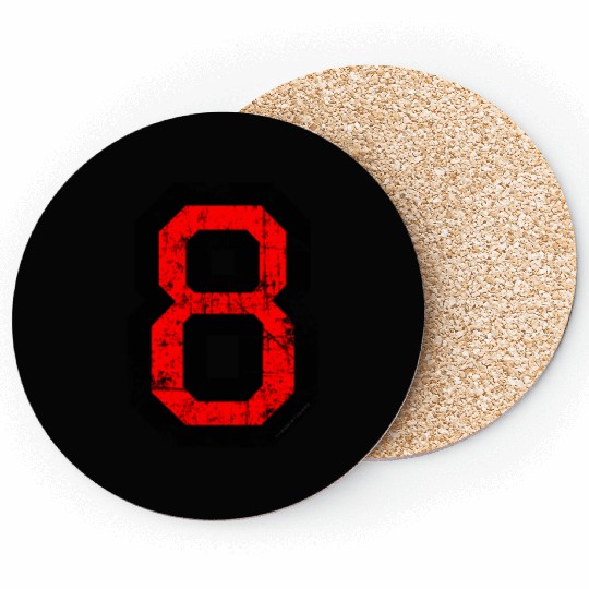 Number 8 (Distressed Red) Coasters