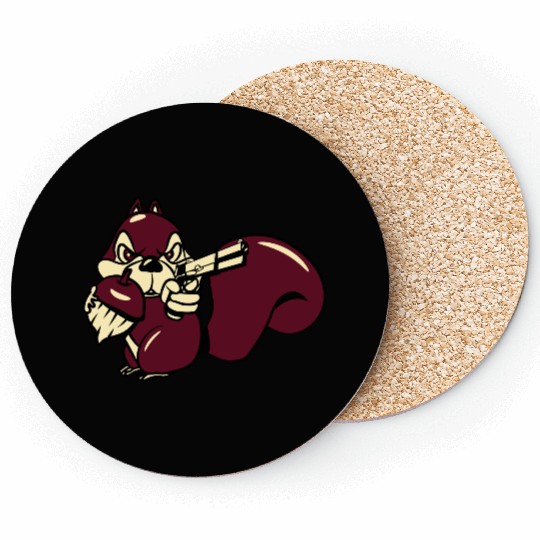 Squirrel witty nut gun Coasters