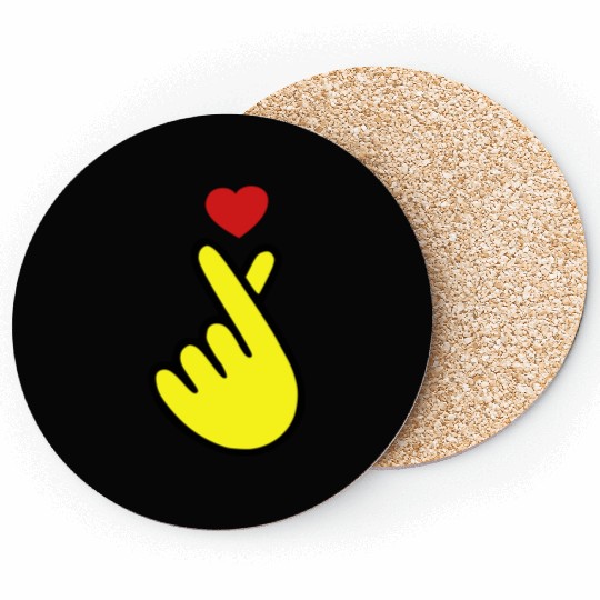 ♥I Love You-Cute Korean Finger Heart Sign♥ Coasters