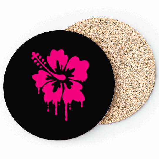 gladditudes Grunge Hibiscus Coasters