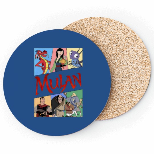Retro 90s Vintage Disney Mulan Coasters , Cri-Kee ,Shan Yu ,Mushu ,Li Shang