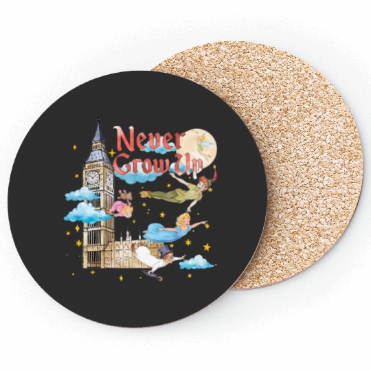 Disney Peter Pan Coasters, Never Grow Up Coasters, Tinker Bell Coasters, Neverland Coasters, Disney Vacation Coasters