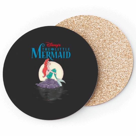 Disneyss Little Mermaid Movie Poster Sunset Graphic Coasters