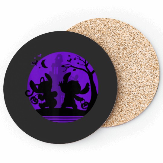 Disneyss Stitch And Angel Trick Or Treat Halloween Coasters