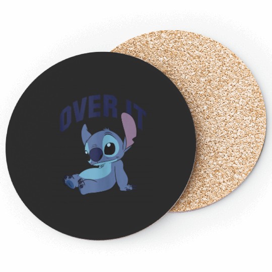 Disney Lilo Stitch Over It Not In The Mood Big Chest Logo Coasters