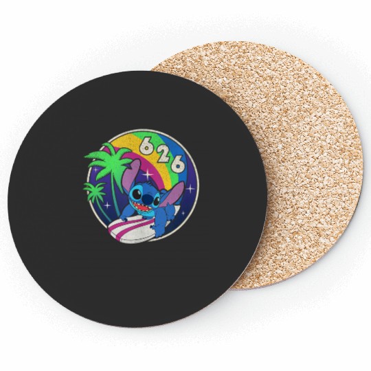 Disney Lilo Stitch 626 Rainbow Stitch Day Logo Coasters