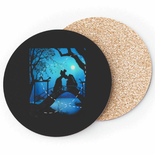 Disneyss The Lady And The Tramp Night Time Silhouette Coasters