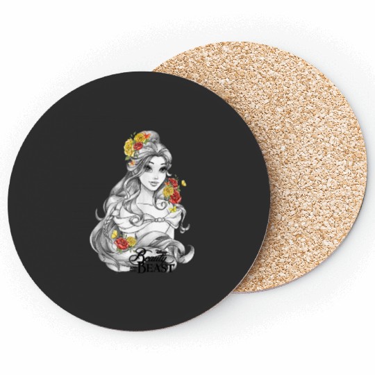 Disney Beauty And The Beast Belle Sketched Portrait Coasters