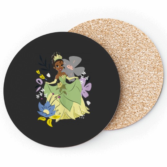 Disneyss The Princess And The Frog Tiana Cute Floral Portrait Coasters