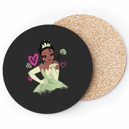 Disneyss The Princess And The Frog Tiana Heart Kissses Sketch Coasters