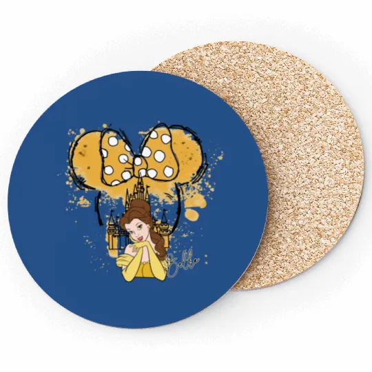 Disney Belle Princess Coasters, Belle Princess Coasters, Watercolor Princess Coasters