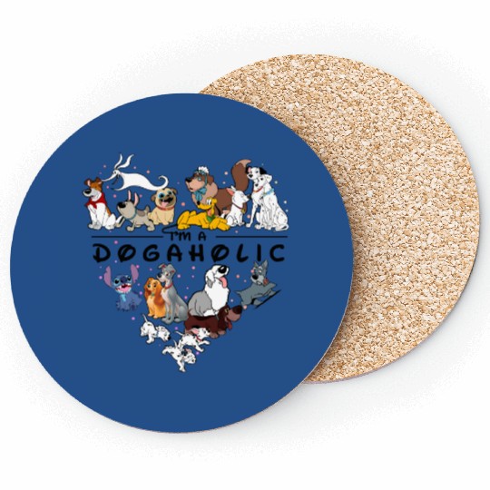 Disney Dogaholic Coasters, Disney 101 Dalmatians Dogs, Tramp Coasters Lady Dog Mom Who Loves Disney Pluto Dog