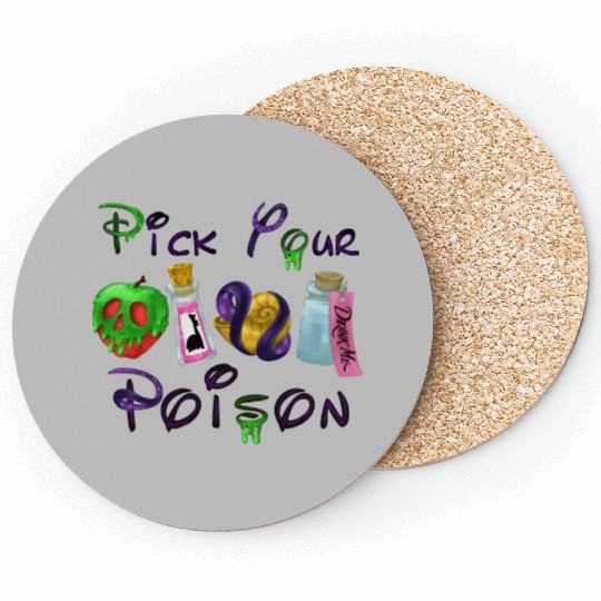 Pick Your Poison Coasters, Disney Villain Coasters, Halloween Coasters