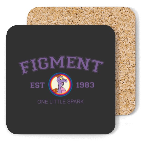 Disney Figment 2 Sided Print Coasters Purple Dragon Coasters , Figment Est 1983, One Little Spark Vintage Coasters
