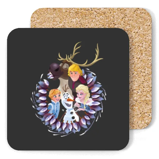 Discover Frozen Characters Christmas Wreath Coasters, Disney Frozen Christmas Coasters