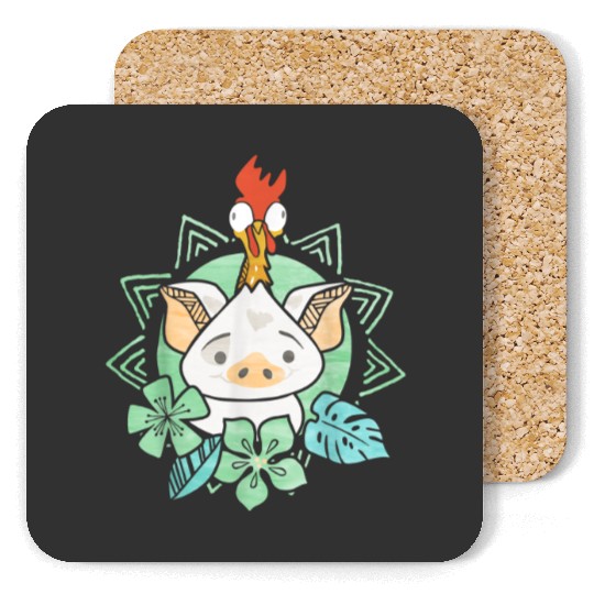 Disney Moana Pua Hei Hei Tropical Graphic TShirt Coasters