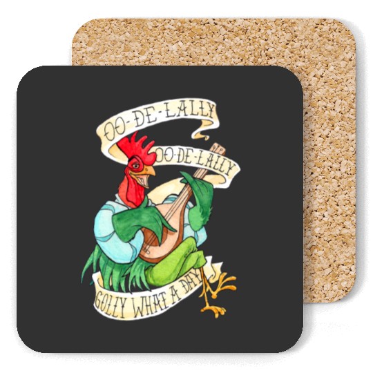 Disney Robin Hood Funny Alan A Dale Rooster OO De Lally Coasters, Magic Kingdom WDW Coasters