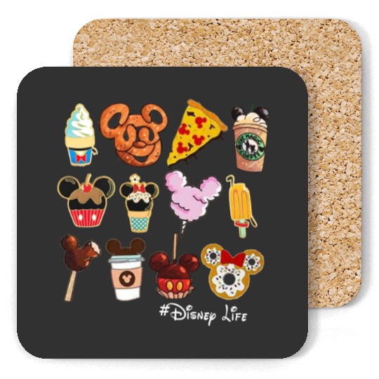 Disney Life Coasters, Disney Snacks Coasters, Family Disney Trip Coasters, Disney Vacation Coasters