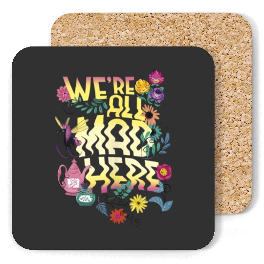 Disney Alice In Wonderland Wavy All Mad Here Tan Coasters