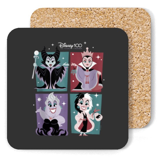 Disney 100 Celebrating 100 Years Of Villains Tan Coasters