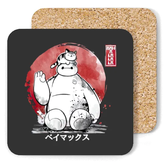 Lovely Bah A La La La Disney Baymax With Cat Coasters, Baymax Disney Coasters, Baymax With Cat Coasters, Vintage Disney Coasters, Disney Gifts