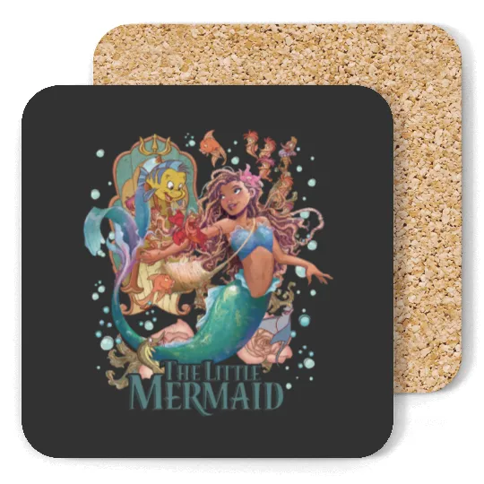 Retro Little Mermaid Coasters  Black Little Mermaid Coasters | Disney Coasters