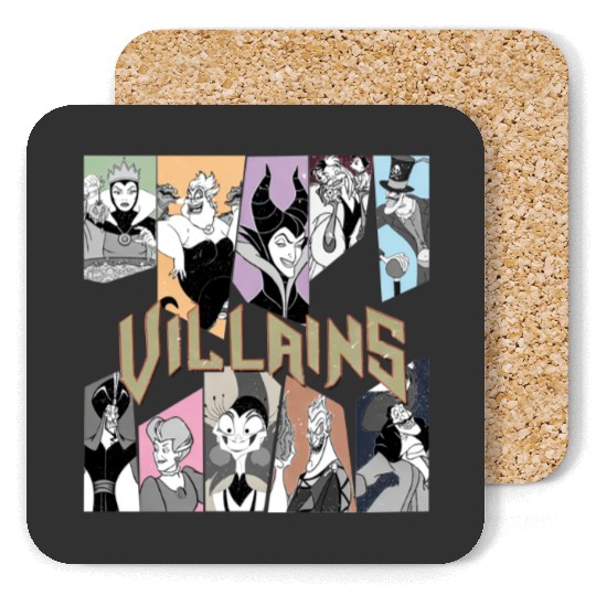 Retro Disney Villains Characters Coasters, Maleficent Ursula Evil Queen Hades Coasters, Disney Villains Group