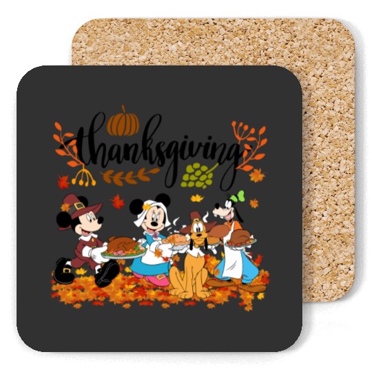 Mickey & friends Happy Thanksgiving Coasters, Disney thanksgiving Coasters, Disney Thanksgiving Coasters