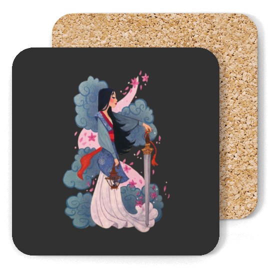 Vintage Watercolor Mulan Princess Coasters, Disney
