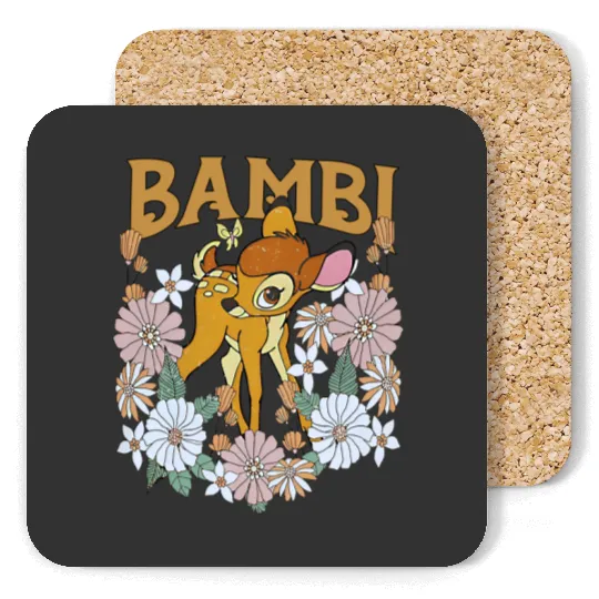 Bambi Coasters, Disney Bambi Deer Coasters, Bambi Birthday Gift, Disneyland Trip Coasters, Disney Flower Coasters