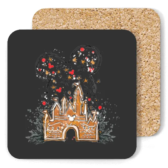 Discover Mickey Gingerbread Castle Coasters, Christmas Castle Coasters, Disney Christmas Coasters