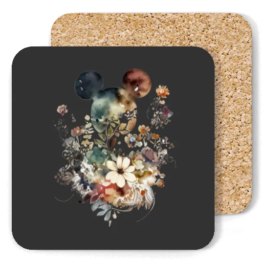 Mickey Mouse Flower Coasters, Mickey Floral Ears Coasters, Floral Coasters, Disney Family Trip