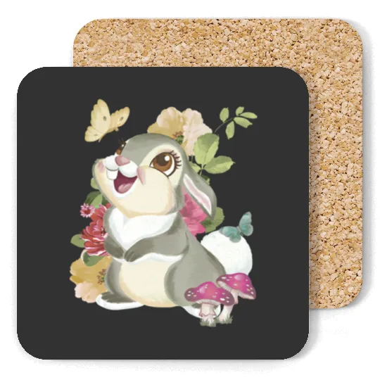 Vintage Thumper Bambi Flower Coasters, Bambi Thumper Rabbit Floral Coasters, Thumper Rabbit Coasters, Thumper Disney Vintage Coasters, Gift Idea