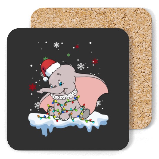 Discover Disney Dumbo Christmas Lights Santa Costume Coasters, Disneyland Trip Coasters