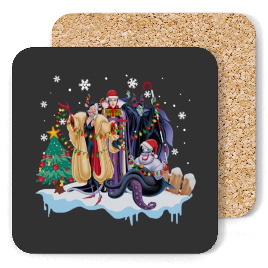 Disney Villains Squad Characters Christmas Light Christmas Coasters