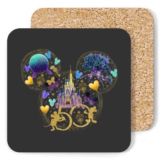 Retro Disney World 50th Anniversary Coasters, Disney 50th Anniversary Coasters