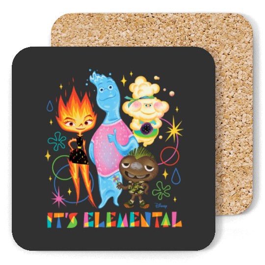 Disney Pixar It's Elemental Coasters, Elemental Ember And Wade Coasters